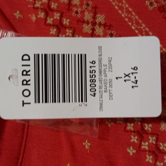 Torrid: Women's Blouse "Baked Apple"​​ 1/1X - Picture 3 of 9